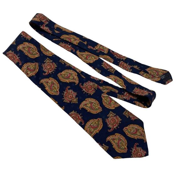 Vintage Halston III Necktie Men's Tie Italian Silk Navy Blue Paisley Designer - Picture 6 of 7